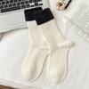 Women's Color Block Plush Wool Socks - Mid-Calf, Mink Velvet, Thick & Warm Retro Autumn/Winter Design