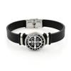 Benedict Saint Elegant Medal Adjustable Bracelet Stylish Black Leather Jewelry Gift Unisex