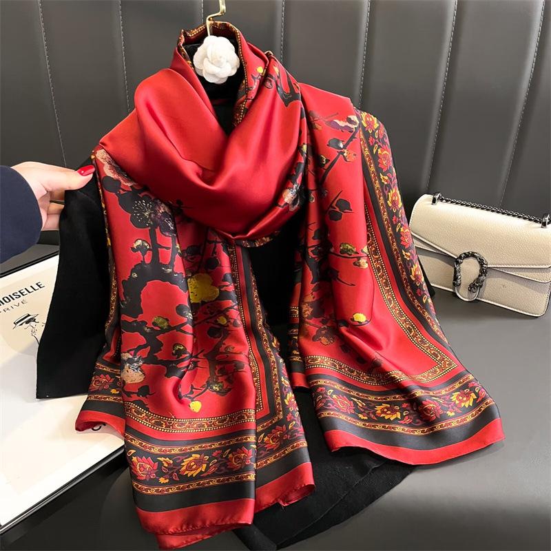 High-End Women's Chinese Style Silk Scarf: Summer Liji Brocade, 90x180, Sun Protection, Perfect Gift Shawl