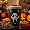 Beverage Can Holder 3D Printed Scream Cup Holder Halloween Ghost Face Drink Mask Sleeve Figurine Spooky Desktop Ornament for Holiday Home