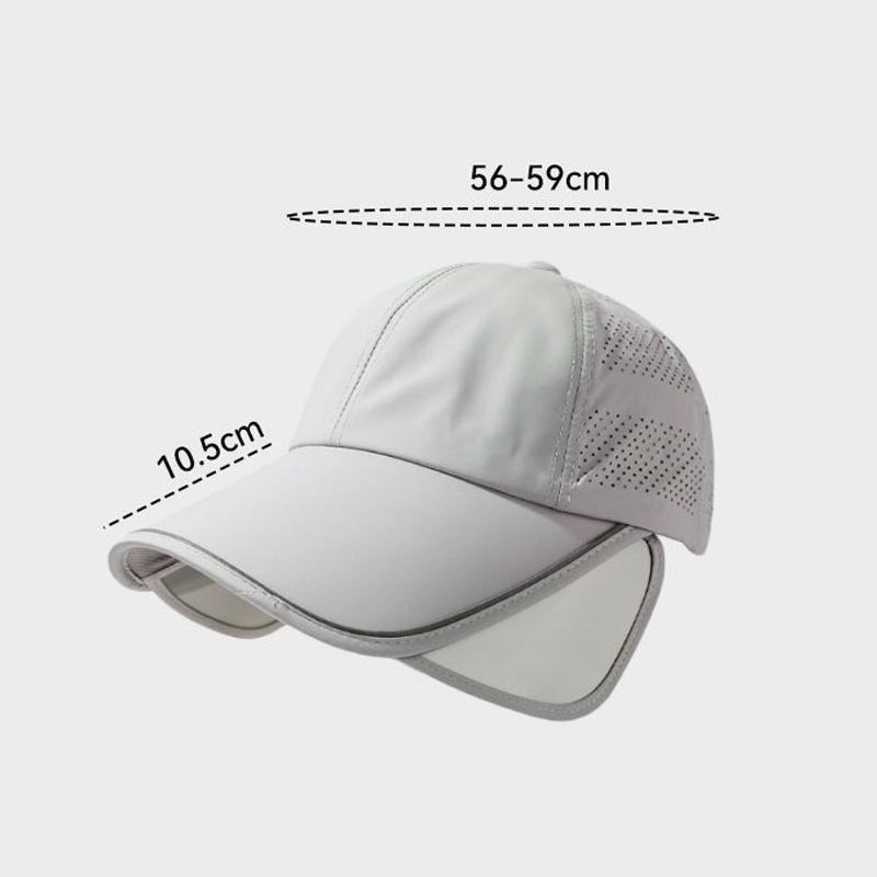 Long Wide Brim Sunscreen Baseball Cap Women's Summer Thin Quick-Drying Retractable Shade Cap