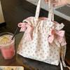 Simple Sweet Shoulder Bag Large Capacity Printed Tote Bag Fashion Sweet With Bowknot Storage Handbags Canvas Underarm Handbags