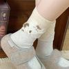 Cute Creative Designed Flocked Cat-themed Mid-calf Socks for Women Autumn and Winter Women Socks
