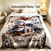 Floral Theme Custom Blanket Personalized Name & Text Customized Soft Warm Throw Blanket Home Decor