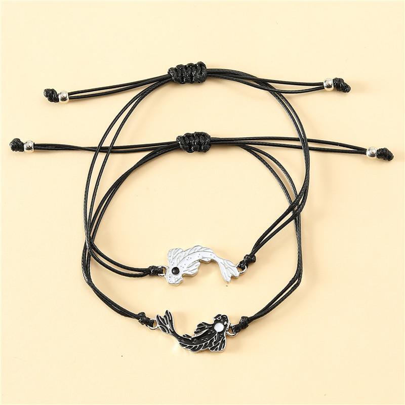 Yin Yang Tai Chi Fisch Armband für Damen Herren Nationales Dripping Oil Freundschaft Partner Armbänder Schmuck Geschenk