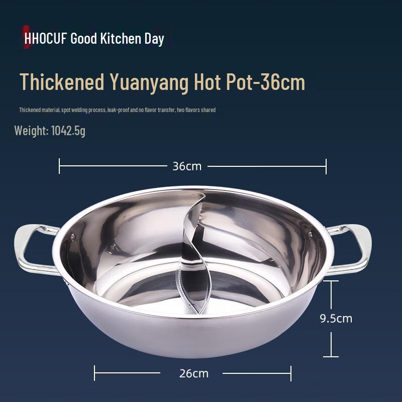 HOCUF 201 Stainless Steel Thickened Divided Hot Pot