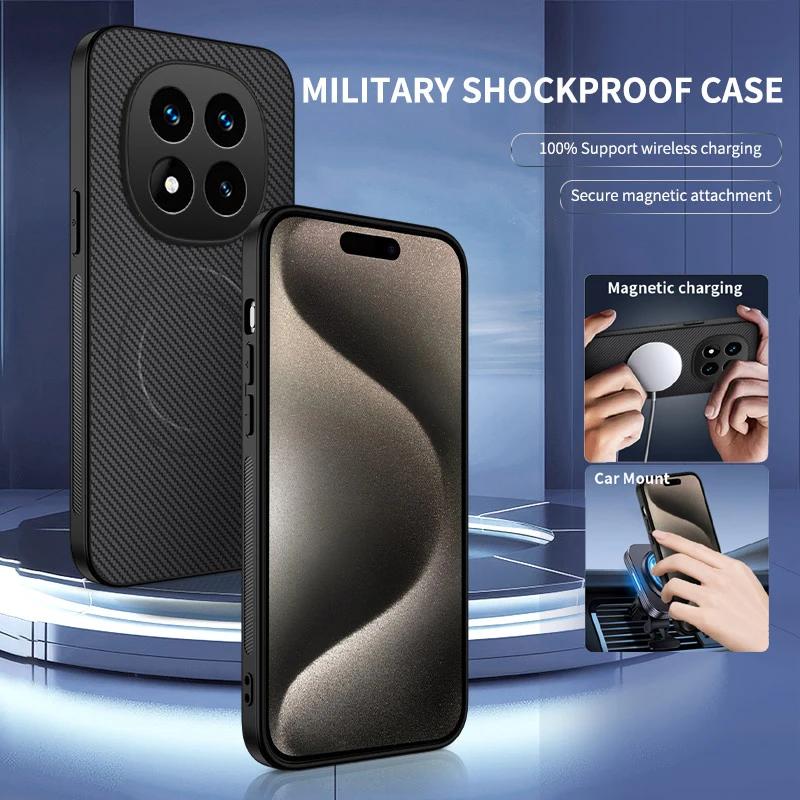 Carbon Fiber Texture Phone Case For Redmi Note 14 Pro Plus 14C 5G 4G Magnetic Wireless Charging Silicone Soft Back Cover Cases