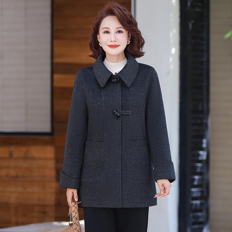 Spring and Autumn 2026 Women's Lapel Jacket - Stylish & Loose Fit for Middle-Aged & Elderly
