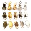 10mm 50pz/lotto Alta Qualità 5 Colori Placcato Materiale Ferro Clip per Orecchie, Base Vuota/Supporto per Orecchini, Adatto per Cabochon di Vetro da 10mm