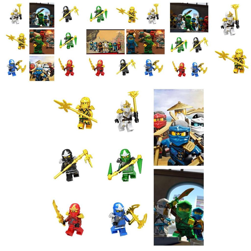 סט צעצועי קוביות בנייה נינג'ה זהובות לילדים כולל 38 חתיכות של קוביות ABS קטנות