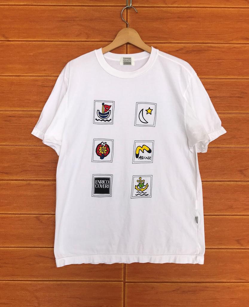 Vintage 90s Enrico Coveri T-Shirt / Italian fashion designer / Luxury / Size M