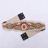 Adjustable Ethnic Waistband Decorative Cummerbund Belt with Flower Design Stretchy Wide Cinch Band for Dresses