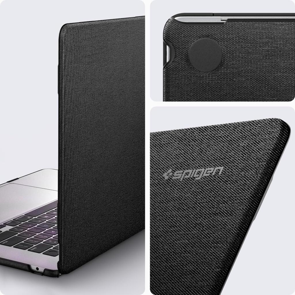 Etui Spigen do MacBook Air 13-calowego, M4, M3 (2025/2024) / MacBook Air 13-calowy M2 (2023) Twarda obudowa z rękawem z tkaniny premium, krój miejski, ACS05272 (czarny)