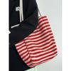 Large capacity striped canvas bag women's 2025 new niche embroidery lazy wind commuter portable shoulder tote bag