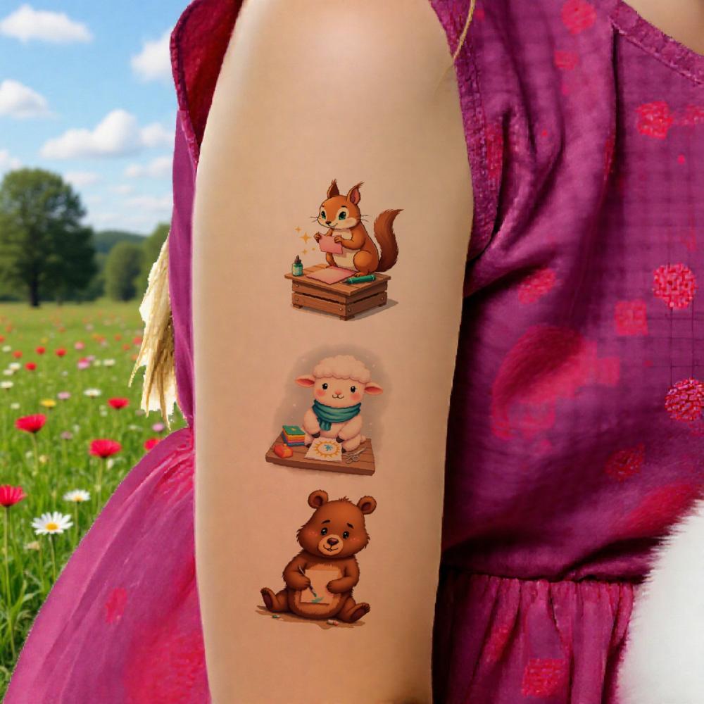 54pcs Cute Animals Temporary Tattoos Cartoon Animals Lion Dog Pig Fake Tattoo Sticker Waterproof Disposable Tattoo Stickers
