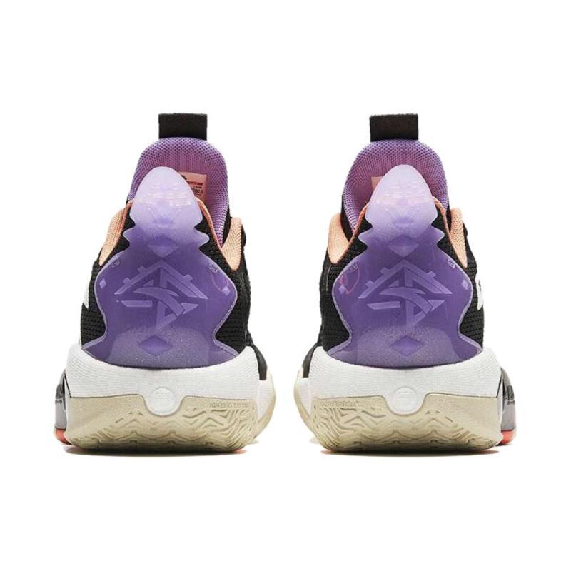 Anta Frenzy 5team Cushioning Wear-Resistant Low-Top Basketball Shoes Men's Black Purple Sneakers 112411606-1