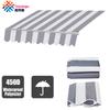 Toldo Retrátil Telescópico para Exterior Listras Brancas+Cinza Espaço de 10cm Toldo para Pátio Tecido de Reposição Tecido Impermeável IP4