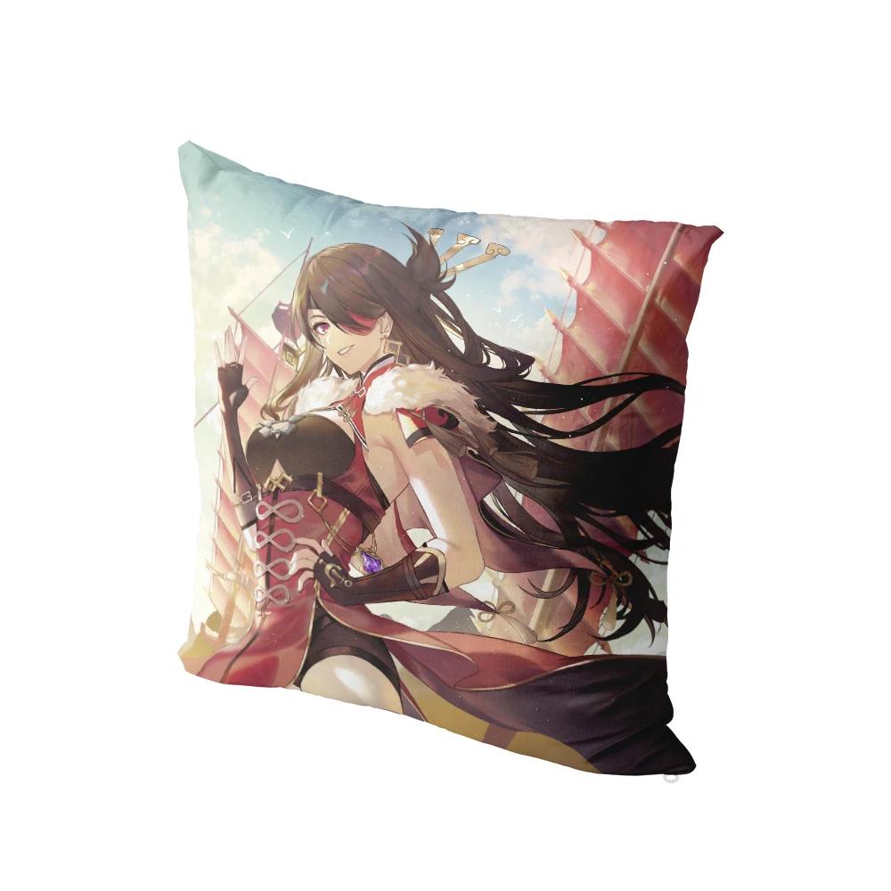 45X45Cm Home Party Decorative Cushion Cover Cartoon Anime Genshin Cute Two-Dimensional Sofa Chair Car Bedroom Body Pillowcase
