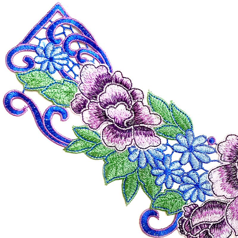 Color Embroidery Lace False Collar Heavy Industry Yarn-Dyed Embroidery Corsage Collar Polyester Hollow Collar Diy Lace Accessories