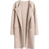 Women's Turn Down Collar Long Sleeve Loose Fit Casual Long Knit Cardigan Solid Color Pocket Sweater Coat