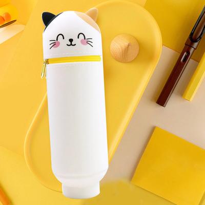 Telescoping Silicone Pencil Case Cartoon Animal Standing Pen Holder Pop Up