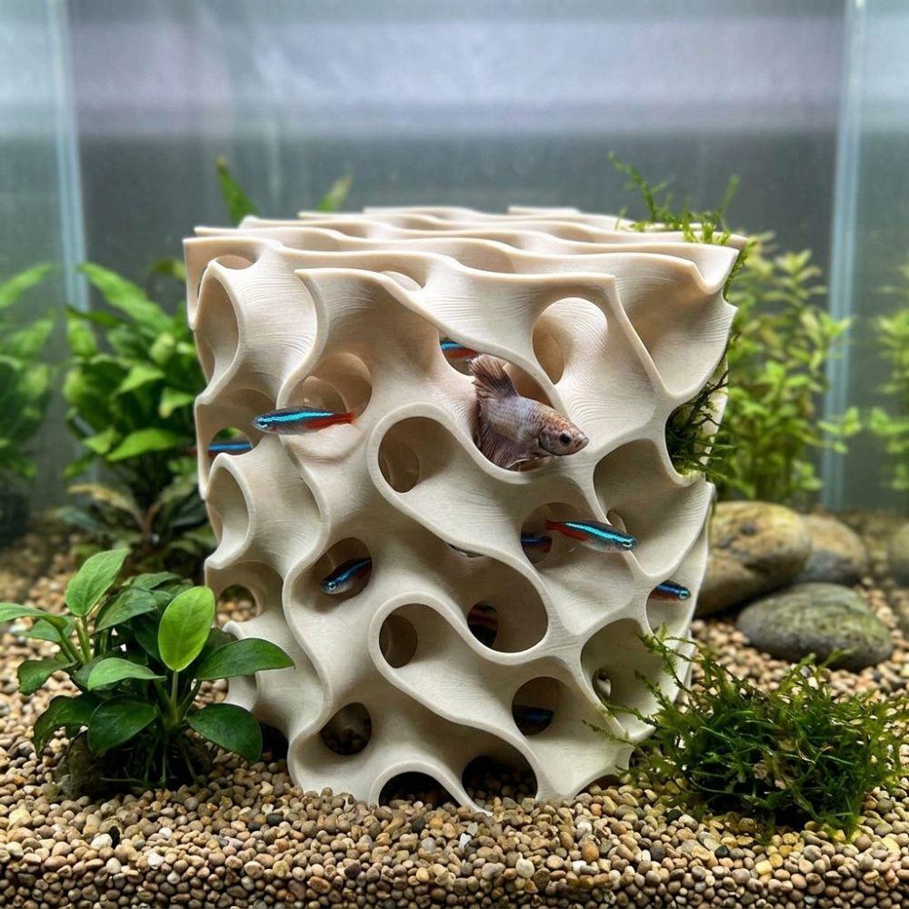 Wave-Shape Aquarium Shrimp Shelter 3D Printed Fish Tank Shrimp Hideout Fish Breeding