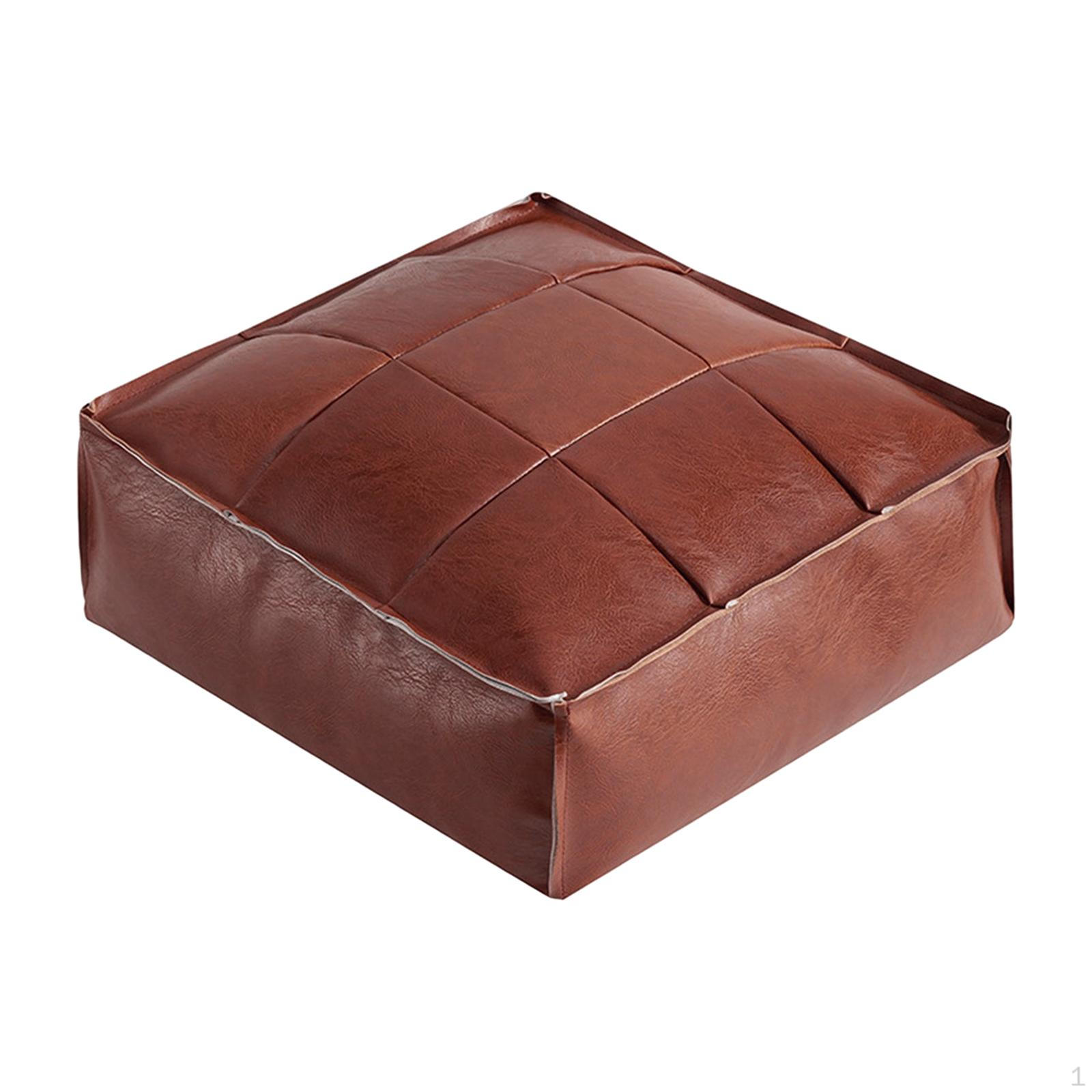 

Cushion, PU Leather Pouf, Handmade Ottoman Footstool for under Desk ,40x40x15cm Red