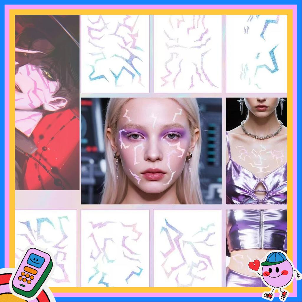 5pcs/set New Laser Kpop Demon Hunters Rumi Kang Temporary Tattoo Sticker Face And Body Tattoo Sticker For Halloween Party Gifts