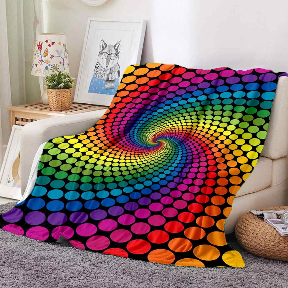 Rainbow Spiral Flannel Blanket Throw Blanket Soft Warm Sofa Bed Camping Home Decor Unique Christmas Gift C926260