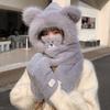 Korean Cute Plush Three-piece Set for Women's Autumn and Winter New Scarf Gloves Hat Integrated Plus Velvet Cold Proof and Warm Hat