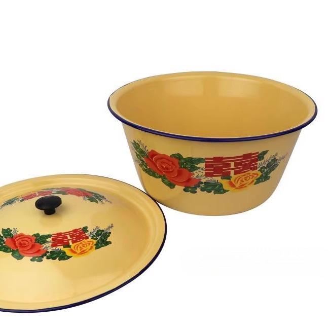 Enamel Lard Storage Jar with Lid for Refrigerator and Chili Oil