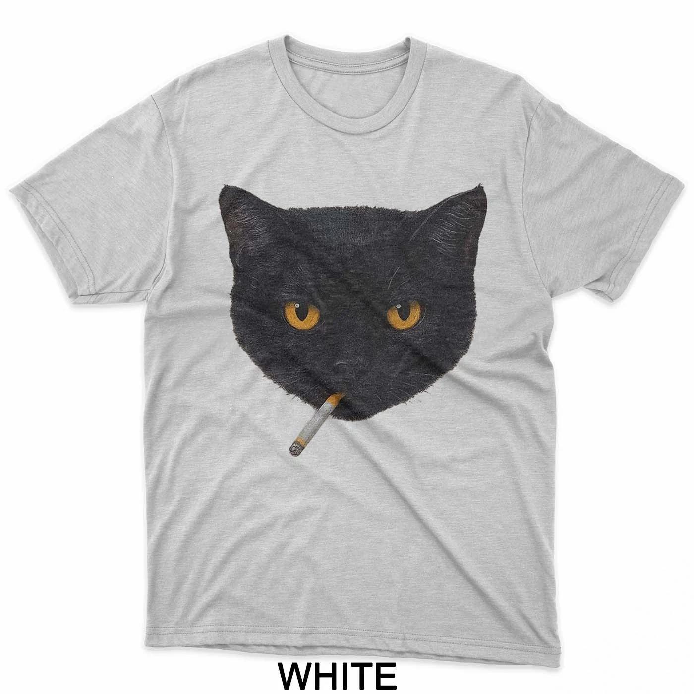 Smoking Cat Y2K Vintage Black Cat Retro 90s Grunge T-Shirt XL