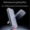 M.2 NVMe SSD Enclosure 10Gbps PCIe SSD Case Aluminum Alloy External Hard Drive Box USB 3.1 Interface RGB Colorful Light Tool Free Support UASP