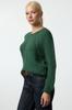 Women's Fashion Stylish Sweater Emerald Green Soft Textured Hair Braided Seamless Knitwear Sweater