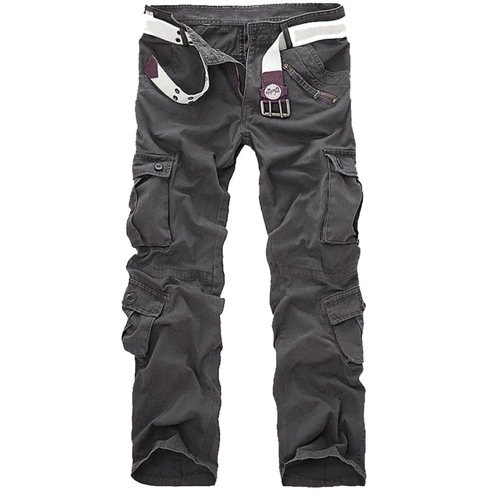 (SU)Herrenmode Casual Baumwolle Multi-Pocket Outdoor Arbeitshose Cargo Lange Hose