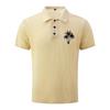 Men's Summer High-End Mesh Ice Silk Short Sleeve Polo Shirt Breathable Lightweight Casual Top with Palm Tree Embroidery