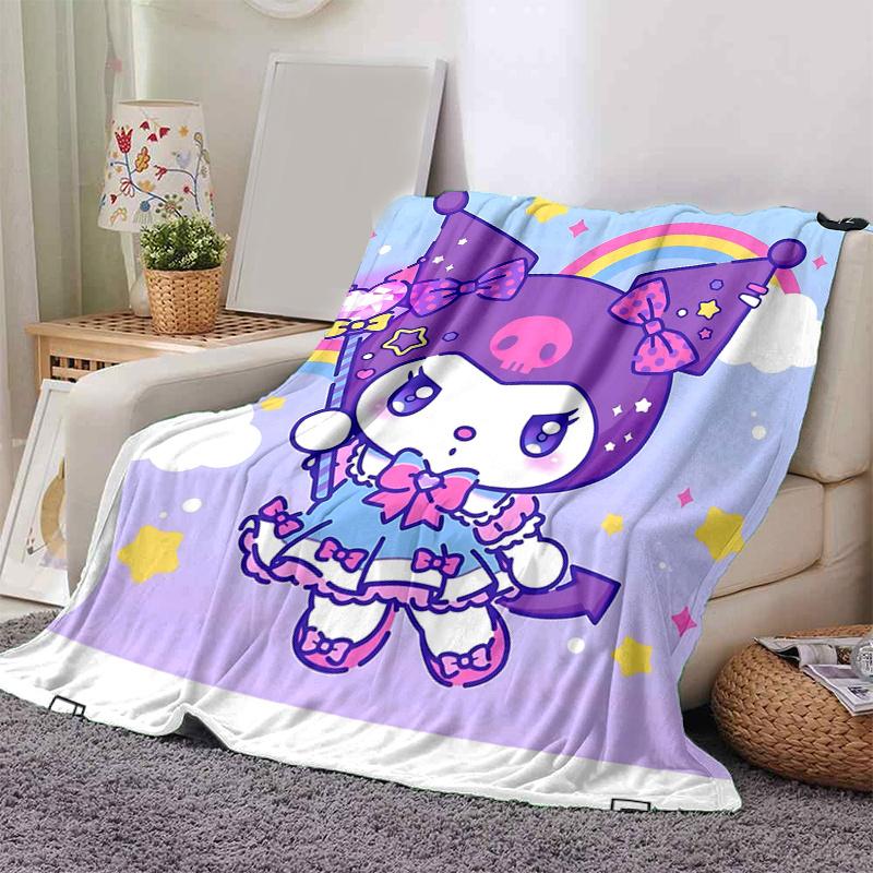 1pc Rainbow Kuromi Blanket, Perfect for Home Decor, All Seasons Use, Living Room, Travel, Camping, Car Blankets, Beach, Office Naps, Gift Idea for Fam