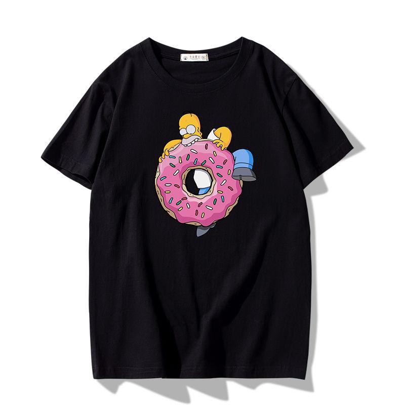 Simpsons Fun Printed Tshirt Unisexs Fashion Trend Top Unisexs and Womens Four Seasons Cotton Round Neck Short Sleeve