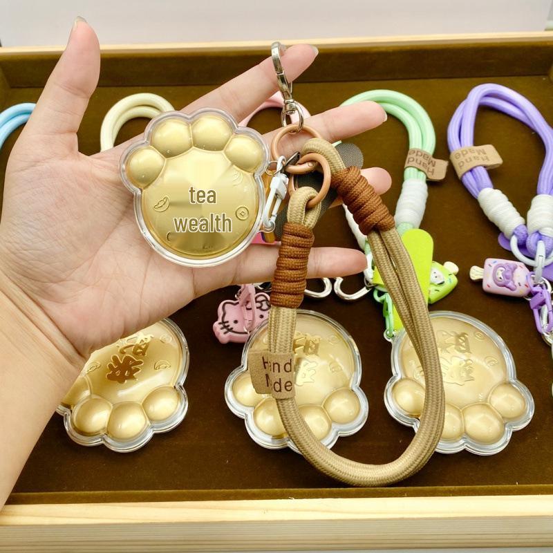 999 Pure Gold Lucky Cat Paw Phone Charm: Double-Sided Wealth-Attracting Omamori Cat Gift