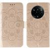 For Realme 14 Pro 5G Case Rhinestone Decor PU Leather Mandala Imprinted Design Phone Cover with Wrist Strap