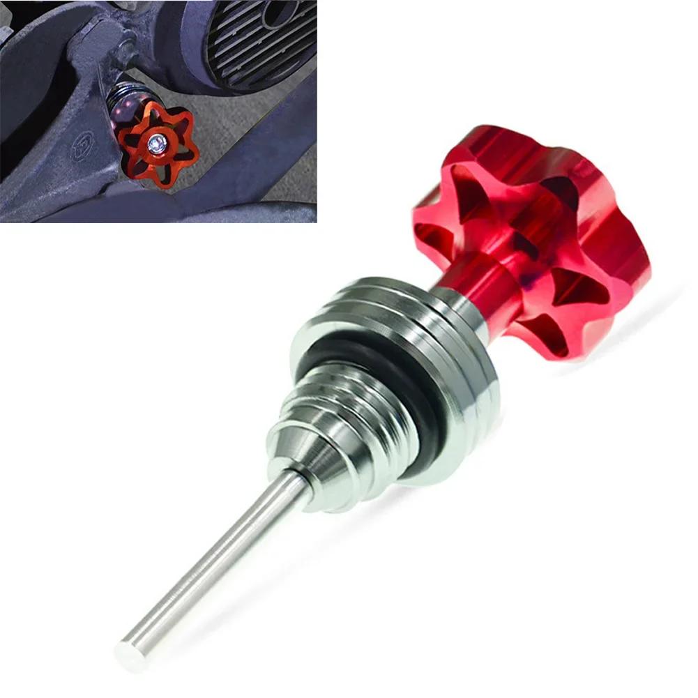 2024 New 1Pcs Scooter Motorcycle Engine Oil Dipstick Filler Cap Plug Engine Crankcase Oil Level Gauge Red Blue Black Aluminum