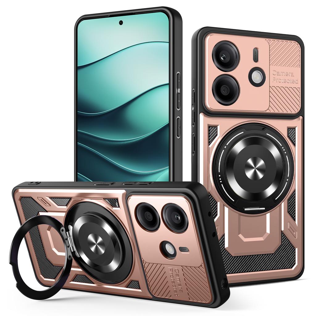 For Redmi Note 14 Case Redmi Note 14 4G 5G Phone Cover Magnetic Armor Shockproof Ring Holder Case Magsafe Wireless Charge Cover