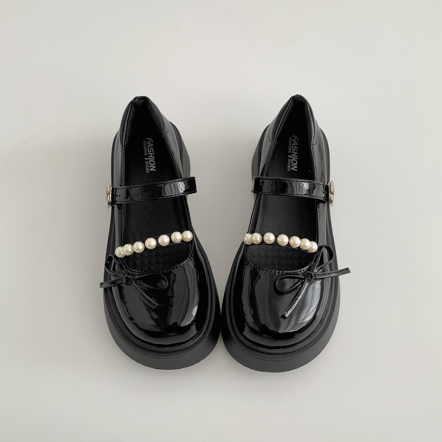 

Белые ретро туфли-платформы высокого класса, маленькие кожаные туфли в британском стиле, женские 2025, новые летние туфли Мэри Джейн на высокой подошве для юбки 35 чёрный