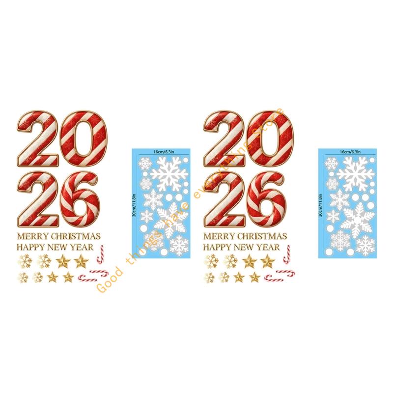 2026 New Year Christmas Decal Reindeer Snowflake Decorations Waterproof PVC Sticker for Indoor Window Wall Glass Door 55KF