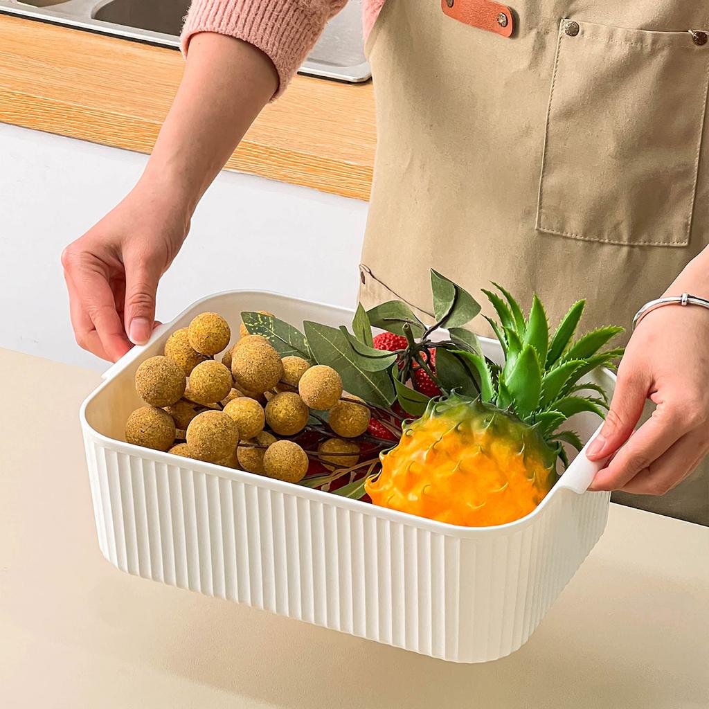 Kitchen Storage Organizer Refrigerator Plastic Storage Box With Handle Large Capacity Fruit Vegetable Food Organizer Bo