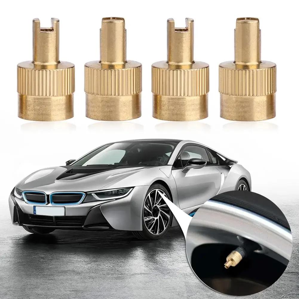 10/40pcs Copper Slotted Head Tire Valve Stem Cap with Core Remover Tool for Auto Motorcycle Bike Tire Wheel Stem Air Valve Caps