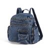 Vintage Denim Backpack Rivet Shoulder Bag Student Schoolbag Class Commuter Backpack