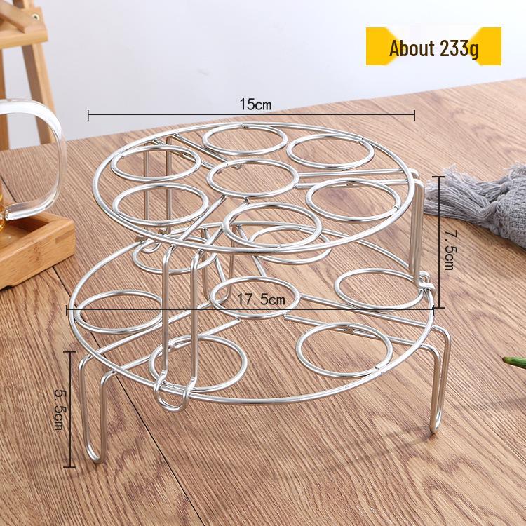 304 Stainless Steel Double Layer Steamer Rack with Egg Holder and Variable Hole Sizes