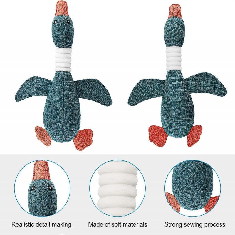 Durable Plush Chew Toys for Dog Teeth Cleaning, Goose Toys for Small To Medium Dogs, Adorable Soft Puzzle Interactive Pet Toys (Navy Goose)