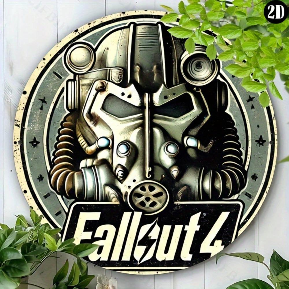 Fallout 4 Metal Tin Sign Round 8x8 Inch Vintage Art Wall Decor
